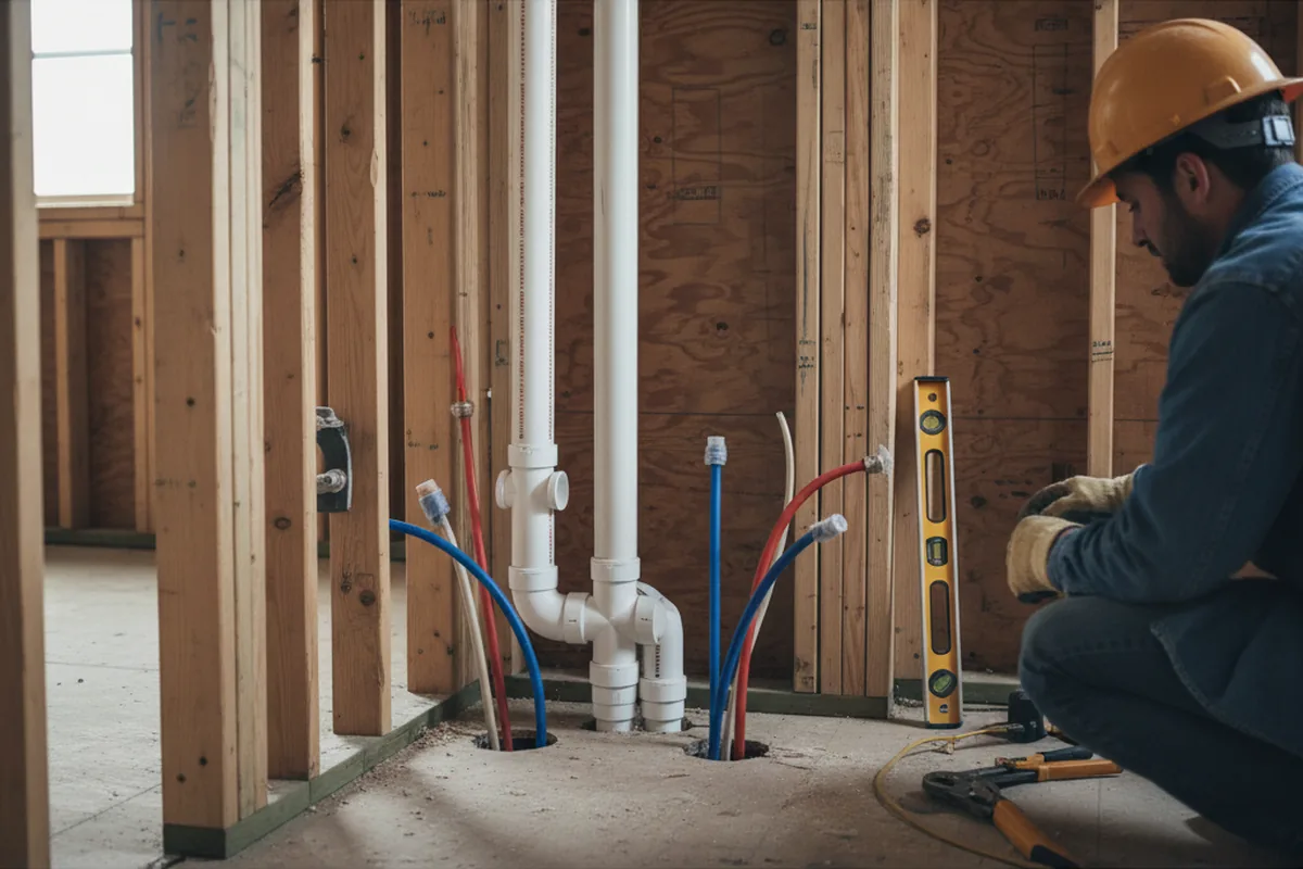 Drain and supply rough-in during Leak Detection in Amelia